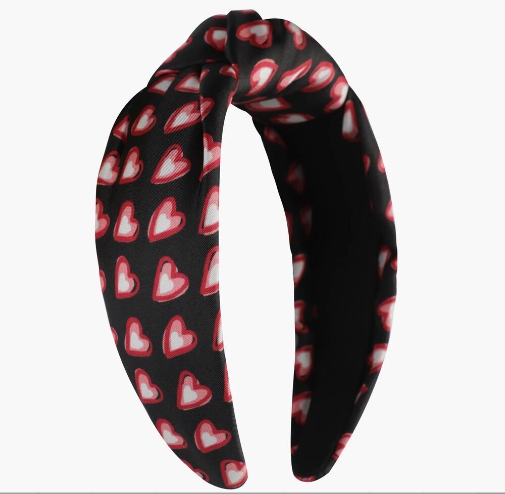 Kate spade valentine's day Heart Print twisted knot silk headband